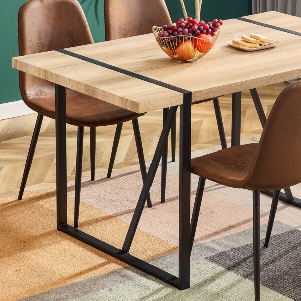 Rustic Industrial Rectangular Wood Dining Table For 4-6 Person, With 1.5" Thick Engineered Wood color Tabletop and Black Metal Legs,Desk For Kitchen Dining Living Room, 55.1" x 31.4"x 29.9"1529W115172