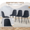 Table and chair set. A 47.3-inch diameter modern spliced color circular dining table - double-layer storage.Paired With 4 Black Linen-Cotton Material High Resilience Dining Chair with Metal Black Leg.