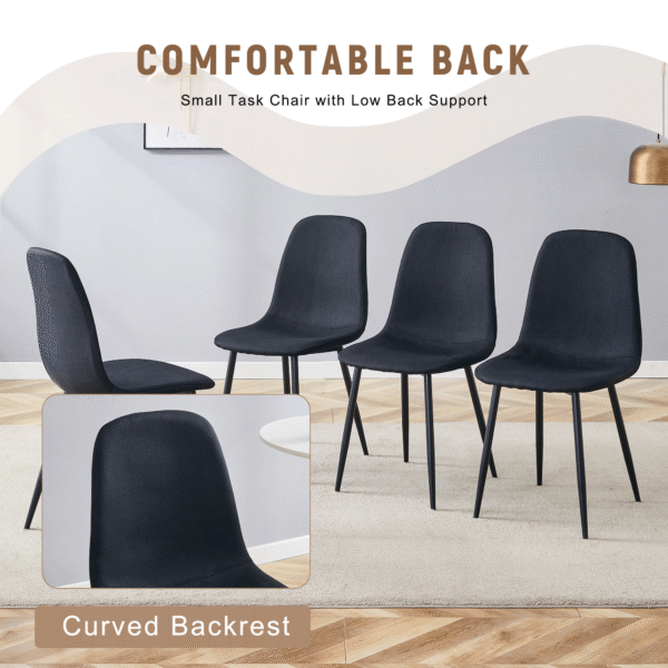28a5754d37a74d5c8f831450d45b7194_9da76945f9fbc134d00f8282644703bd Table and chair set. A 47.3-inch diameter modern spliced color circular dining table - double-layer storage.Paired With 4 Black Linen-Cotton Material High Resilience Dining Chair with Metal Black Leg.