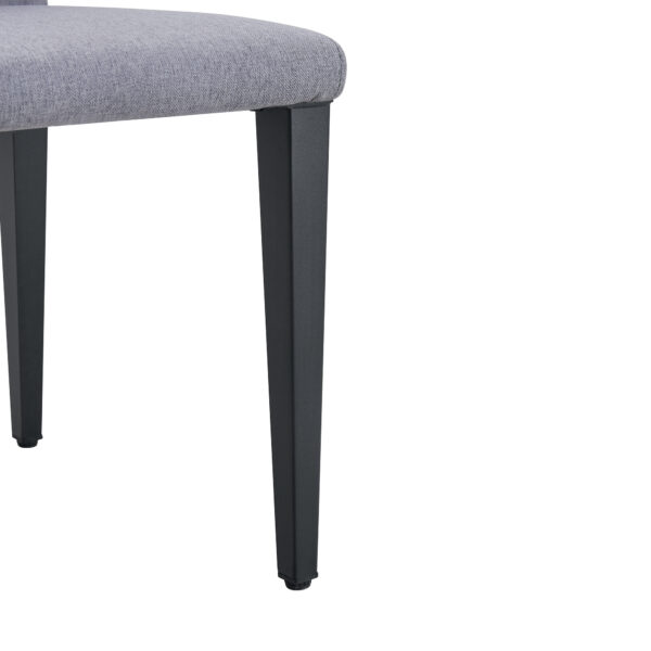 28ba76d3e85f49629e54e670ddc9c68a_cd91910d1c2ebfaa88977110f2b3367b Table and chair set.79"x31.5" Inch Tempered Glass Tabletop With X-shaped Black Metal Table Legs,Wood Grain Textured MDF Crossbeam.Paired With 8 Light Gray Linen-Cotton Dining Chairs.