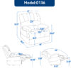 Large Manual Recliner Chair in Fabric for Living Room, Beige