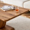 Modern Minimalist Wood-Tone MDF Coffee Table Set (Square + Rectangular)Wood color,MDF coffee table,wood-colored textured decal,side table.