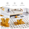 Modern minimalist coffee table. Tempered glass with stickers tabletop,golden MDF pillars. Suitable for living room and dining room