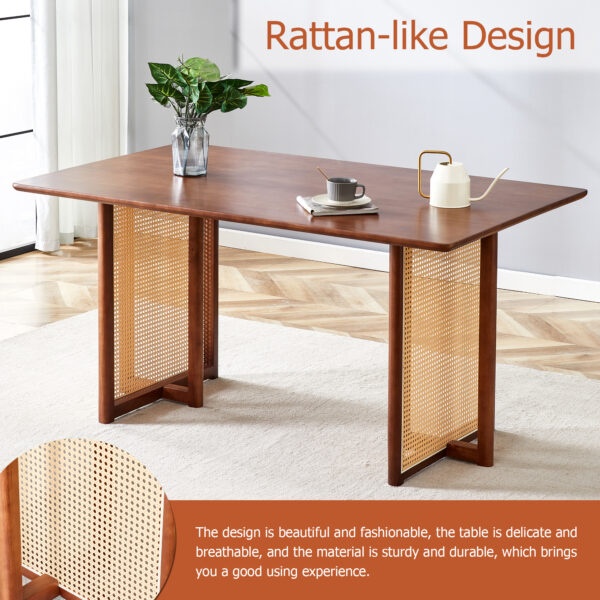 29746184d6384fce9a48b431bda40f2e_83258c6ef003f727cd11199c0c5a01a0 Chinese country retro solid wood dining table,simple modern imitation rattan dining table.Suitable for dining room, living room, office.Natural Style Walnut Solid Wood Dining Table.