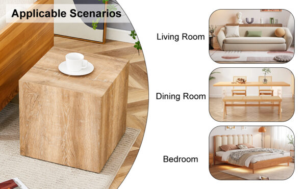 29751efbeb864418af68b5d650226dbc_821081c1e0711a3cbeac4ea85dce0b61 Elevate your living space with this square modern MDF coffee table that showcases smooth, light wood color texture patterns. It is characterized by stylish design.15.7*15.7*15.7