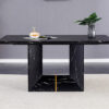 This modern dining table with MDF marbled design gives you a luxurious and elegant feel, adding a touch of elegance whether it is a family dinner or entertaining guests.