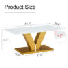 Modern minimalist coffee table. Tempered glass with stickers tabletop,golden MDF pillars. Suitable for living room and dining room