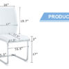 Luxury Simple Arch Chair - Set of 8 White PU Material High Resilience Dining Chair with Arched Metal Silver Leg.Packed In Two Boxes.
