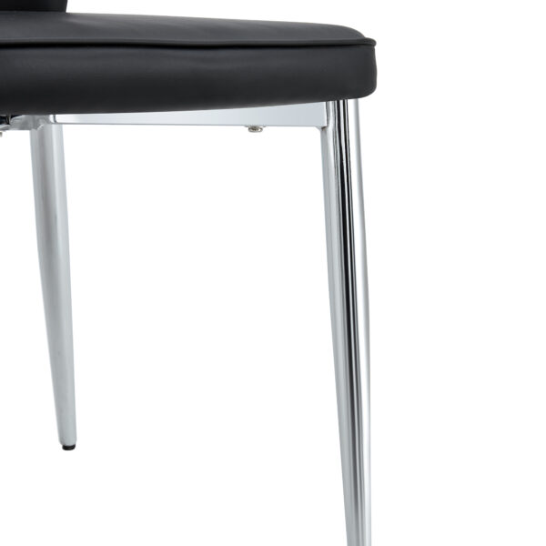 29dda553ba9e49a99e2adb2e20ec9754_20240205_d5e02de7e4faa5a5a6b47f897dbac6ab Four black dining chairs. Modern chairs from the Middle Ages. Made of PU material cushion and silver metal legs. Suitable for restaurants and living rooms C-009