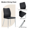 Table and chair set.63*31.4 Inch Pandora Patterned Sintered Stone Dining Table Set - 4 Shell Textured Black Chairs, Modern Light Luxury.Perfect For Dinner Room,Meeting Room,Kitchen,etc.