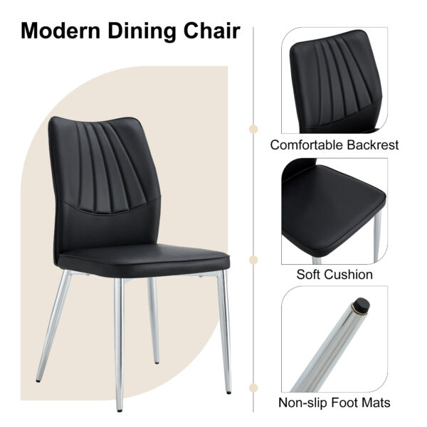 2a0ebf02299d443bada28fc049cec6cf_9a9f5460748bd8c60f760a07d38958a2 Table and chair set.63*31.4 Inch Pandora Patterned Sintered Stone Dining Table Set - 4 Shell Textured Black Chairs, Modern Light Luxury.Perfect For Dinner Room,Meeting Room,Kitchen,etc.