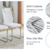 Table and chair set.Modern Luxurious Transparent Tempered Glass Dining Table Set with 6 Chairs.Single fork silver metal table legs.White high-quality PU dining chairs with silver metal legs.