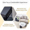 Modern Simple Double-Layer Round Coffee Table - Transparent Gray Glass Top with Black MDF L-Shaped Legs.The detachable design can make the use of space more flexible.