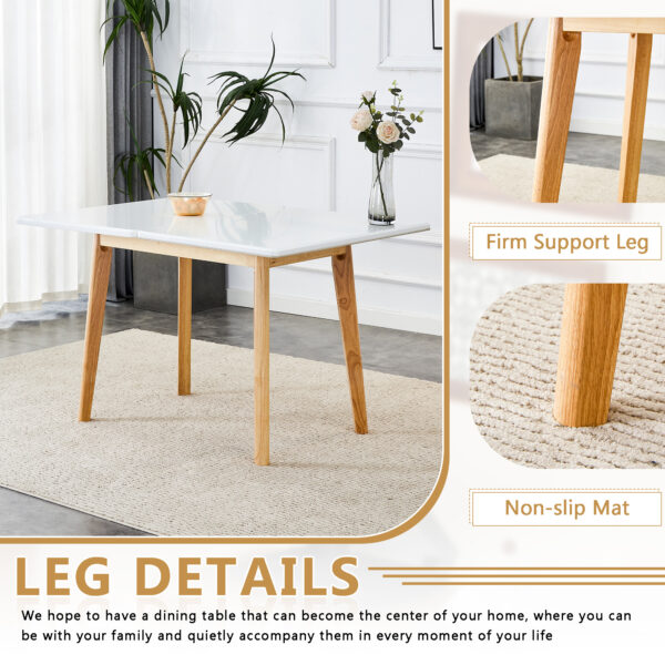 2a1c3fbf460b4f53bc8888cbe6a4dce4_b6c0646f757c9db78dc7138dd1b70ecf Table and chair set. White Sintered Stone Tabletop, Rubberwood Legs,Foldable Computer Desk, Foldable Desk.Paried With 4 Black PU Dining Chairs with Walnut Color Metal Leg.