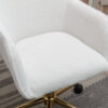 Modern Teddy Fabric Material Adjustable Height 360 Revolving Home Office Chair With Gold Metal Legs And Universal Wheel For Indoor,White