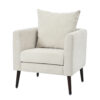 Modern Chenille Accent Chair, Upholstered Armchair for Living Room ,Mid Century Fabric Lounge Chair w/ Pillow, Comfortable Reading Chair with Wood Legs for Living Room, Bedroom,Reception Room (Beige)