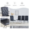 4 piece set of black armless dining chairs brings a touch of elegance and mystery to the dining area with its deep black tone,The grid and buckle design of the back add a vintage yet fashionable touch