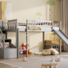 Stairway Twin Size Loft Bed with Two Drawers and Slide,Gray(OLD SKU:LT000515AAE)