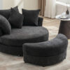 Orisfur. 360° Swivel Accent Barrel Chair with Storage Ottoman & 4 Pillows, Modern Chenille Leisure Chair Round Accent for Living Room, Gray
