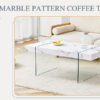 43.3"x23.6" White Marble-Patterned MDF Coffee Table with Tempered glass legs.Suitable for Living Room.It can be used not only as a coffee table but also as a side table or display stand.