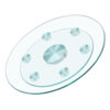 Double layer rotatable round glass.The rotatable design makes it more convenient to retrieve and place items.The upper glass has a diameter of 20 inches, while the lower glass15 inches.