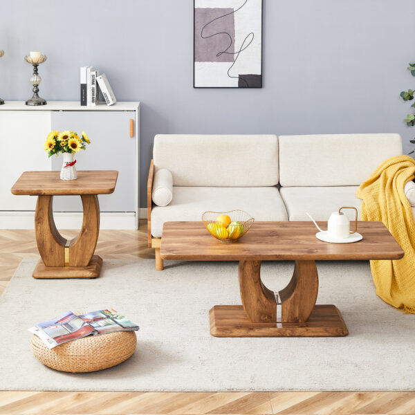 2ae71ecdd64944f48cef7f252844631b_3176fd29f1c6eee13ab6a375ac37d97f Modern Minimalist Wood-Tone MDF Coffee Table Set (Square + Rectangular)Wood color,MDF coffee table,wood-colored textured decal,side table.