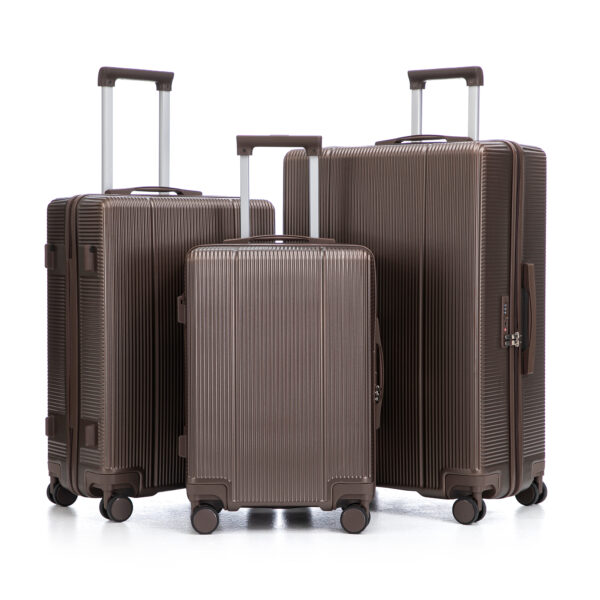 20"/24"/28" 3 pcs/set in ABS Spinner Wheel Luggage, Carry on Suitcase, Matching Color, TSA Combination Lock (Brown)