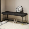 47*16 Inch Multifunctional Black Shoe Bench - Faux PU Cushion, Sturdy Metal Legs With Gold Accents.Suitable For Bedroom,Fitting room, Storage room, Dining room, and Living room,etc.