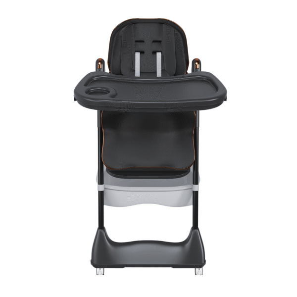 Adjustable Baby High Chair 0-6 Years – Portable Infant Feeding Seat with Safety Belt, Silent Lockable Wheels & Easy-Clean Design for Home, Dining, Living Room, Bedroom (Black)
