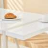 Industrial rectangular MDF Cream style dining table for 4-6 people with 1.5 inch thick MDF top and white metal legs frame for work desk, kitchen, terrace, dining room