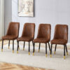 Brown Suede-like Velvet Dining Chair Set (Four-Pack)Black Metal legs,dinning chairs,brown.