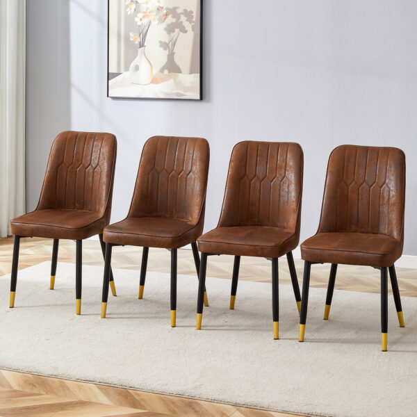 2b4f333bcbaf42f9a3e36b6360fa941a_3f8c0d9235aeb14d4993560967c8000f Brown Suede-like Velvet Dining Chair Set (Four-Pack)Black Metal legs,dinning chairs,brown.