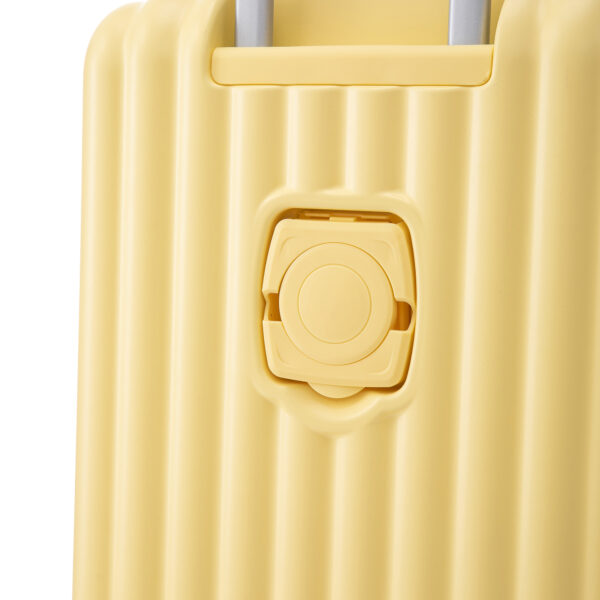 20"/24"/28" 3 pcs/set in ABS Spinner Wheel Luggage, Carry on Suitcase, with Cup Holder & USB Port & Phone Holder (Yellow)