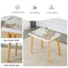Imitation marble white sintered stone tabletop with rubber wooden legs, foldable computer desk, foldable office desk, suitable for restaurants, living rooms, terraces, kitchens