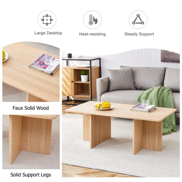 A modern and practical wood colored coffee table. The coffee table is made of medium density fiberboard material and is suitable for living rooms, bedrooms, and study rooms. CT-2O