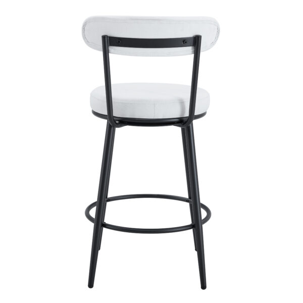 Fashionable and Comfortable - Two Sets of Ergonomic High Legged Bar Chairs,With White Fabric Cushions And a Total Height Of 35.5 Inches.Black And White Classic Color Scheme, Fashionable And Versatile.