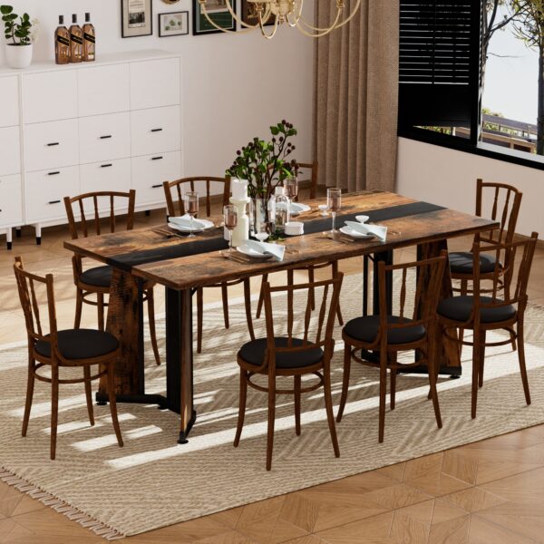 70.9"Rectangular Large Dining Table, Waterproof Large Desk for 8 People, Deluxe Family Dining Table with Adjustable Legs for Kitchen,Living Room,Office, Rustic Brown,70.9''W x 35.4''D x 30.3''H