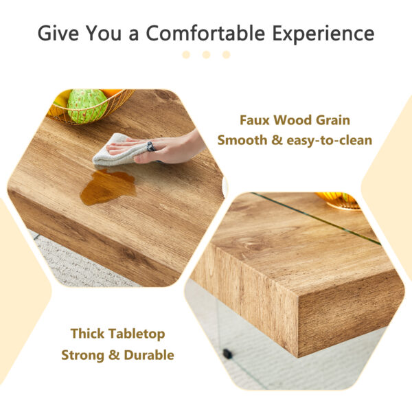 2c00d5eb36664d81ac55704fa77030e8_2ee33cb8cd066f8e285d000f0f55e282 43.3"x23.6" Wood colored texture sticker MDF Coffee Table with Tempered glass legs.Suitable for Living Room.It can be used not only as a coffee table but also as a side table or display stand.