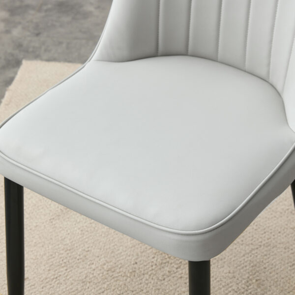 Table and chair set, round table with white marble pattern, gold MDF table legs, soft and comfortable dining chair, suitable for kitchen and living room