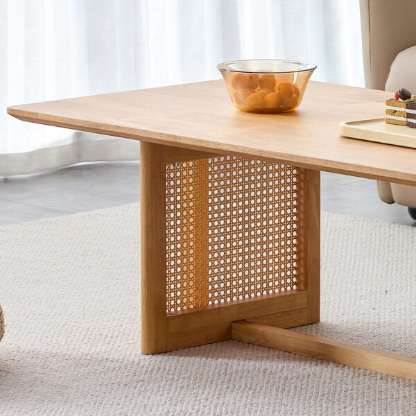 Chinese style log wind Imitation rattan tea table rectangular solid wood coffee  table small family living room tea table