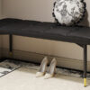 47*16 Inch Multifunctional Black Shoe Bench - Faux PU Cushion, Sturdy Metal Legs With Gold Accents.Suitable For Bedroom,Fitting room, Storage room, Dining room, and Living room,etc.
