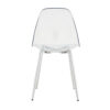 Transparent and stylish ergonomic dining chair unlocks a new experience of lightweight fashion, comfort, and stability. Transparent seat cushion, silver metal legs. One box of three.