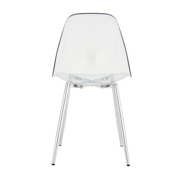 2c70cf3895a842d585ada4deae9038d6_39d71d8e0ab65a41ebd4ccc44ec1f2aa Transparent and stylish ergonomic dining chair unlocks a new experience of lightweight fashion, comfort, and stability. Transparent seat cushion, silver metal legs. One box of three.
