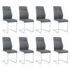 Modern Dining Chairs with Faux Leather Padded Seat Dining Living Room Chairs Upholstered Chair with Metal Legs Design for Kitchen, Living, Bedroom, Dining Room Side Chairs Set of 8 (Grey+PU)C-001