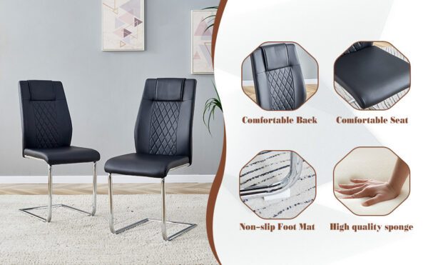 2c816bdf55ea4ef39a23528e909429b9_2bd41cdeb62b3bfc7133f4220188e3bc Table and chair set.63*31.4 Inch Pandora Patterned Sintered Stone Dining Table Set - 6 Black Chairs With Silver Metal Legs.Modern Light Luxury.Perfect For Dinner Room,Meeting Room,Kitchen,etc.