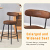 Fashionable and Comfortable - Two Sets Of Rrgonomic High Leg Bar Chairs, With Brown Technology Fabric Cushions That Are Soft And Comfortable,Black Metal Legs. The Total Height is 35.5 Inches.