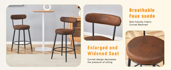 2cd7ec77a9804265bdbe8a24691b0609_941a45dd84acc95f1595af75389a0a1d Fashionable and Comfortable - Two Sets Of Rrgonomic High Leg Bar Chairs, With Brown Technology Fabric Cushions That Are Soft And Comfortable,Black Metal Legs. The Total Height is 35.5 Inches.