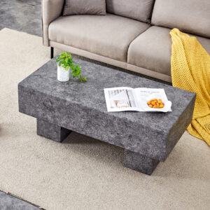 Modern Simple Gray Texture MDF Coffee Table - 43.3"x21.6"x17.2" Practical Model.Making it an ideal addition to any living room or apartment.