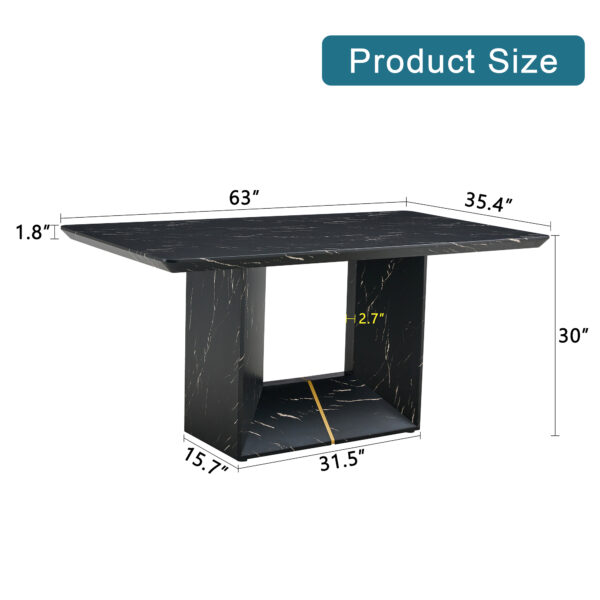 This modern dining table with MDF marbled design gives you a luxurious and elegant feel, adding a touch of elegance whether it is a family dinner or entertaining guests.