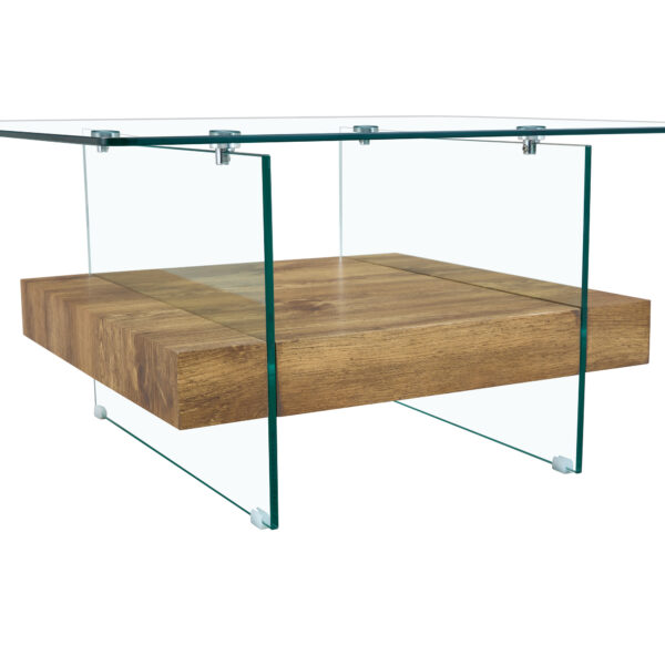 2d3fdd5980254358826f65d23455c7cb_1eb398709763b68afd136dba57eb0617 31.4 Inch Modern Two-Tier Square Coffee Table -An Elegant Combination of Clear Glass and Light Wood Texture Sticker.It can be used not only as a coffee table but also as a side table or display stand.